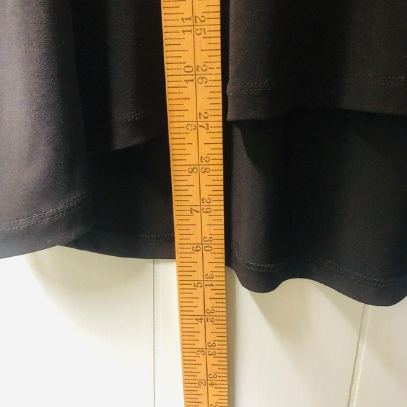 Susan Graver Women's Sz L Modern Essentials Knit Hi Low Tunic Black Ring Collar - Picture 7 of 8